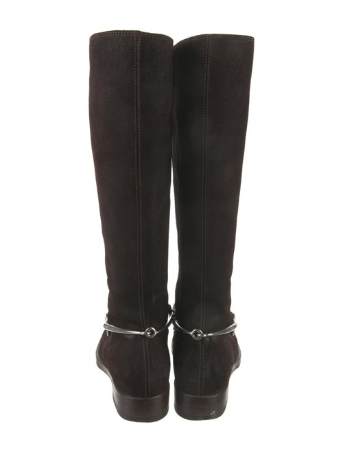 Gucci Horsebit Accent Suede Riding Boots