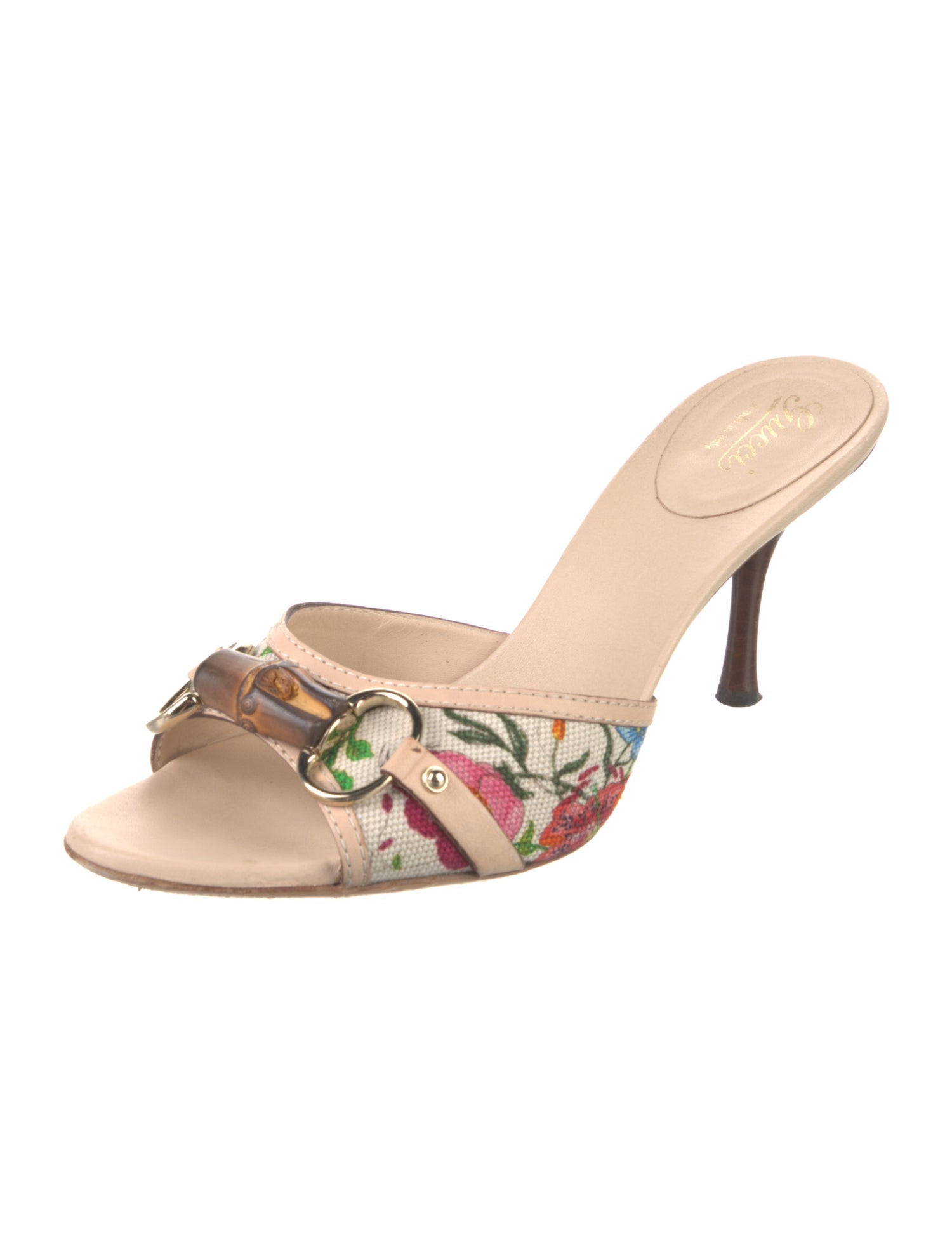 Gucci Horsebit Accent Canvas Slides