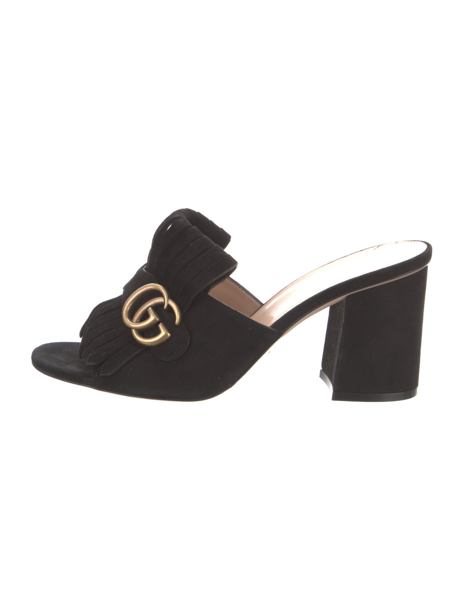 Gucci Double G Logo Suede Slides