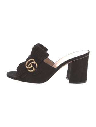 Gucci Double G Logo Suede Slides