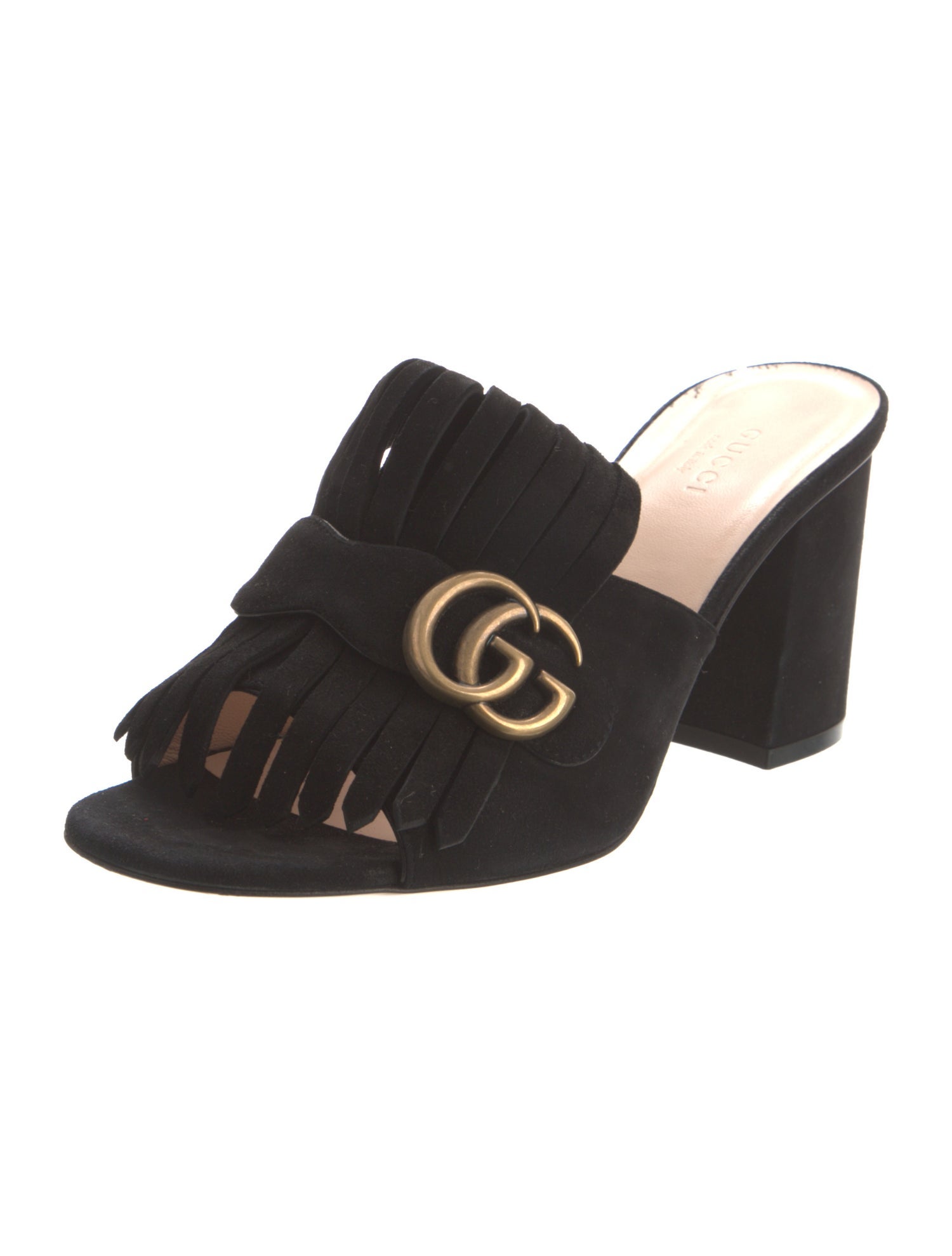 Gucci Double G Logo Suede Slides