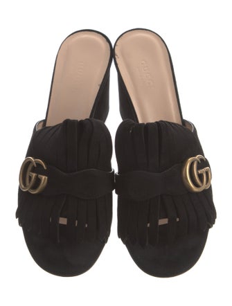 Gucci Double G Logo Suede Slides
