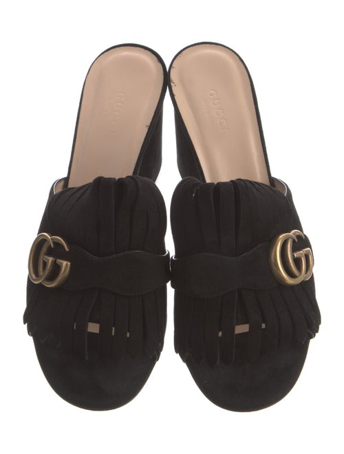 Gucci Double G Logo Suede Slides