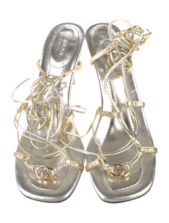 Gucci Interlocking G Logo Leather Gladiator Sandals