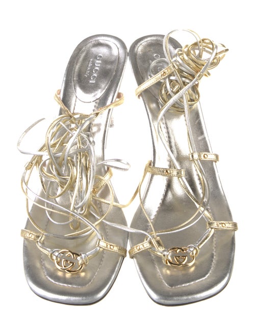 Gucci Interlocking G Logo Leather Gladiator Sandals
