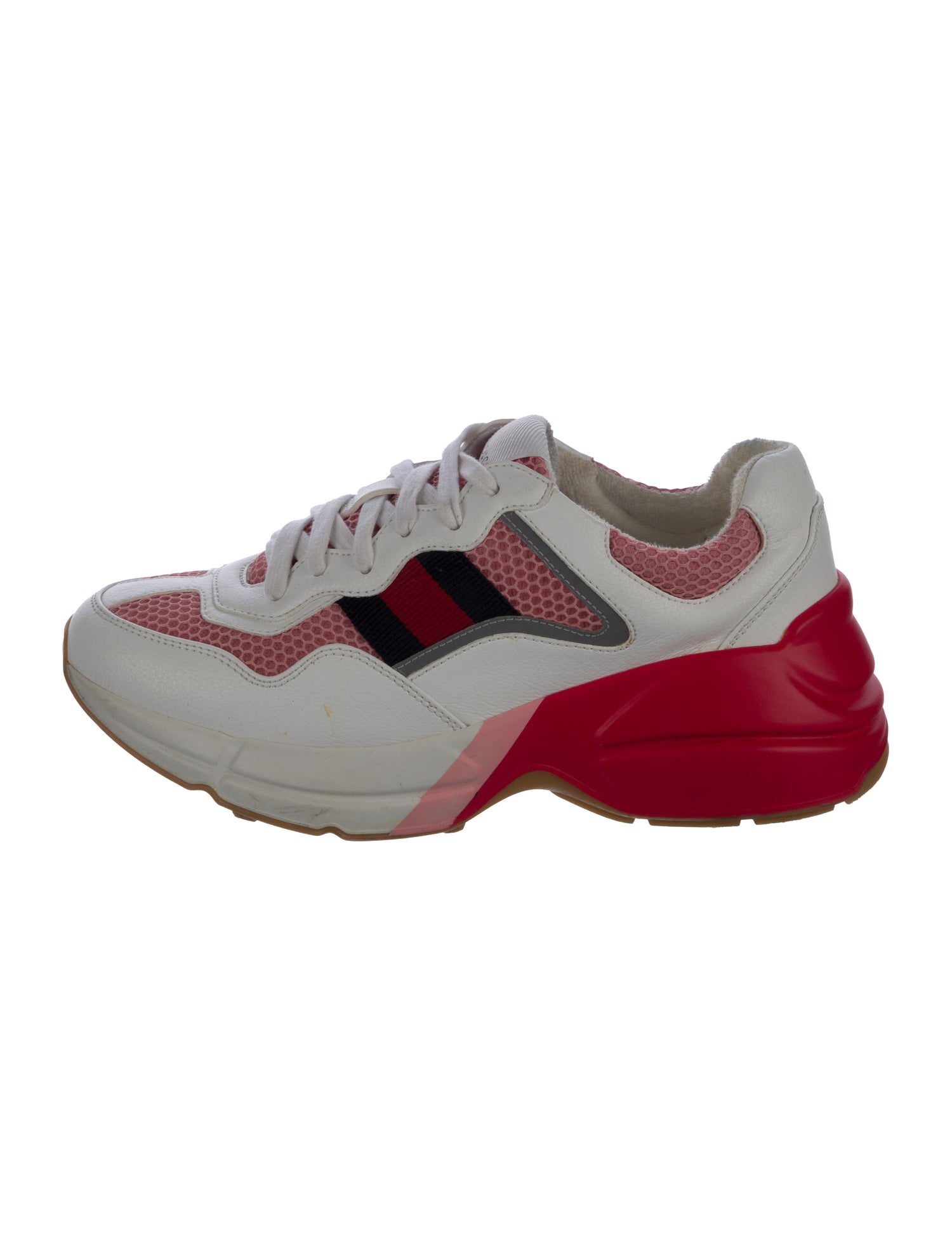 Gucci Sylvie Web Accent Leather Chunky Sneakers