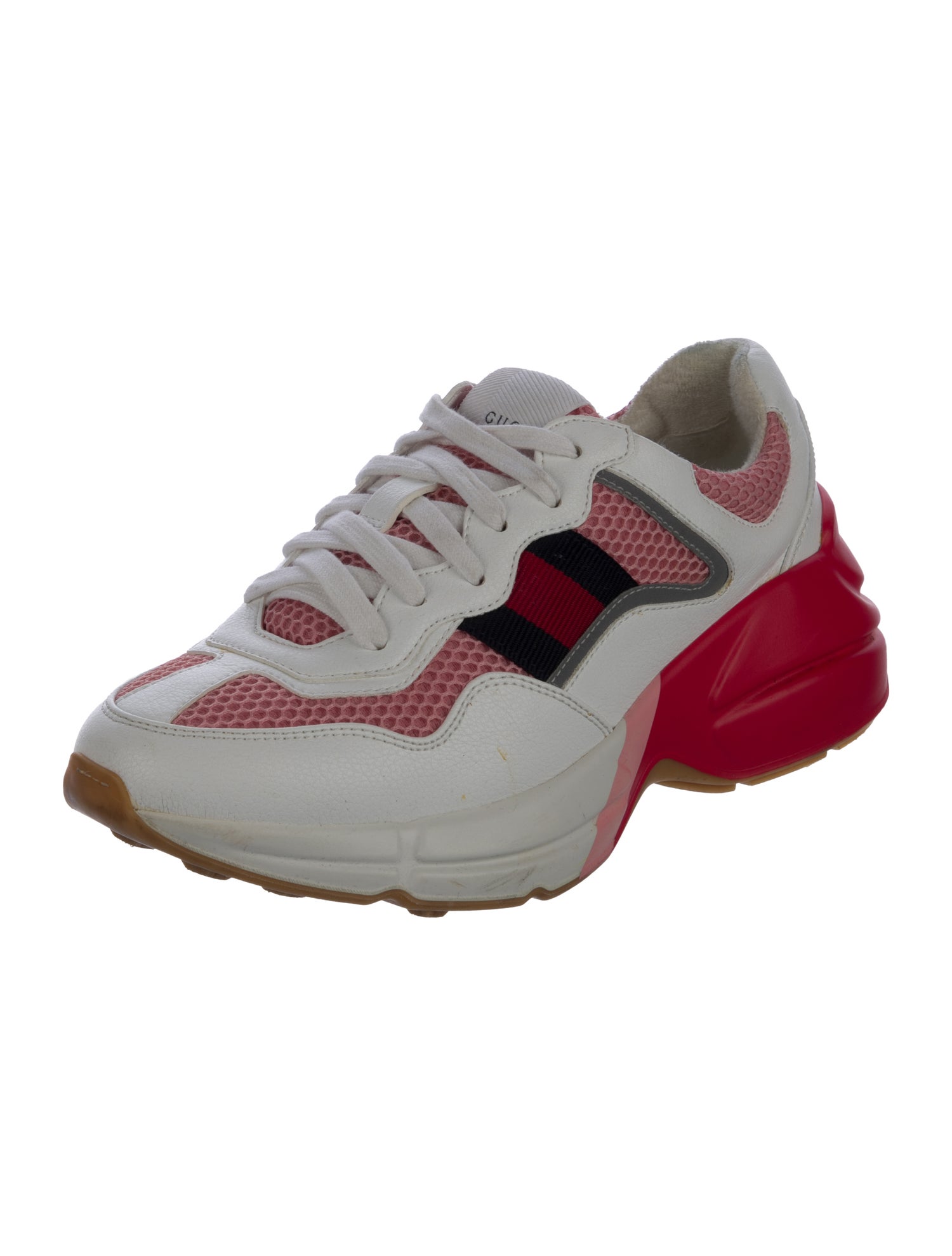 Gucci Sylvie Web Accent Leather Chunky Sneakers