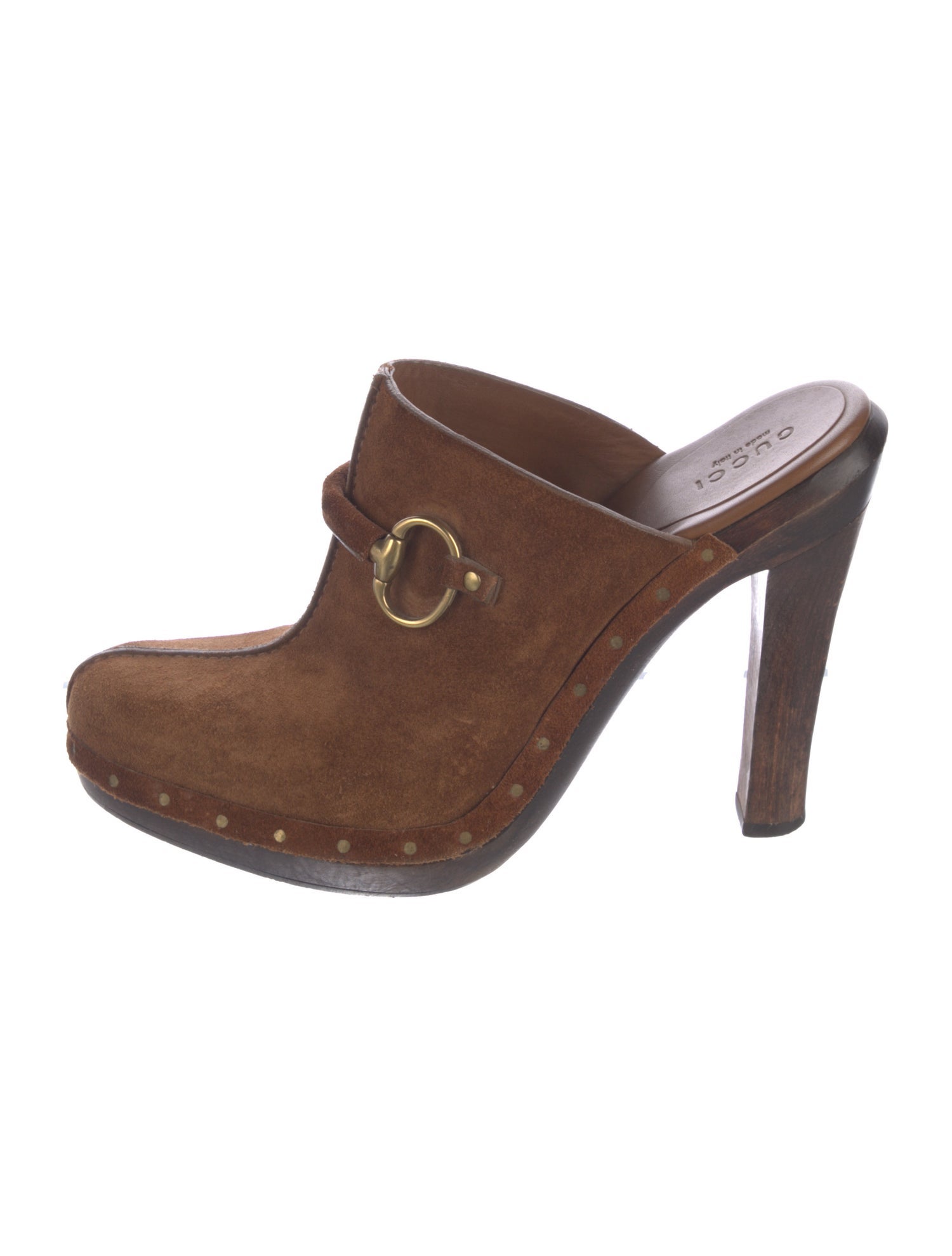 Gucci Horsebit Accent Suede Mules