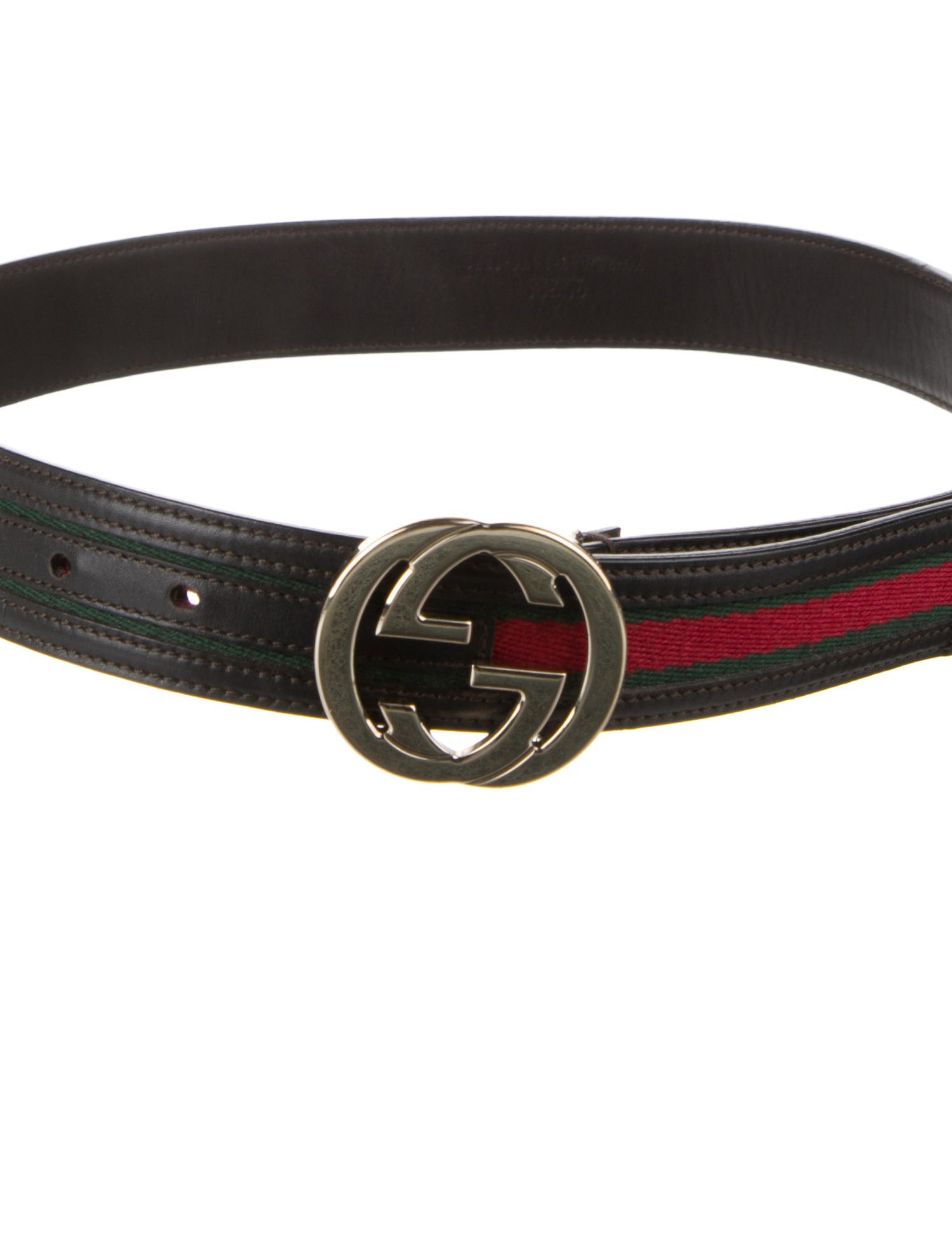 Gucci Web Accent Leather Belt