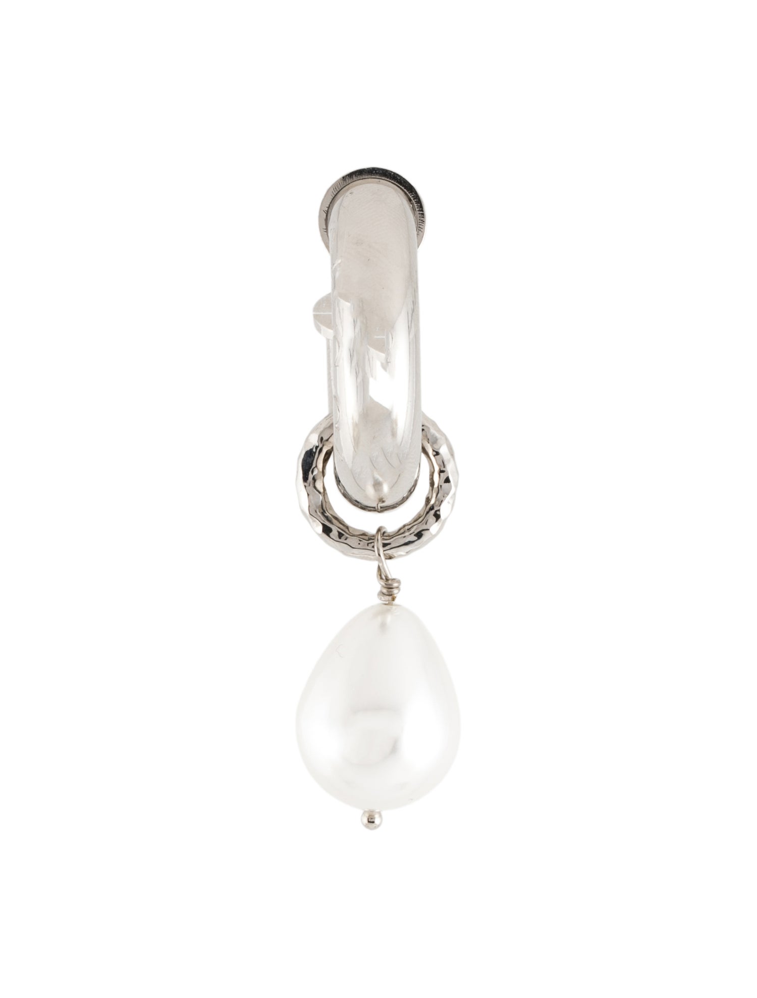Gucci Faux Pearl Charm Single Hoop Earring