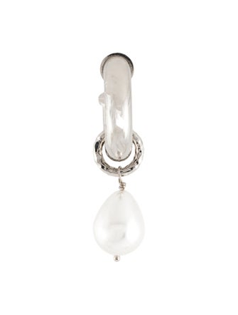 Gucci Faux Pearl Charm Single Hoop Earring