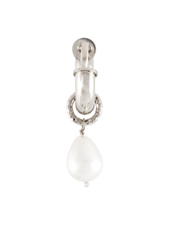 Gucci Faux Pearl Charm Single Hoop Earring