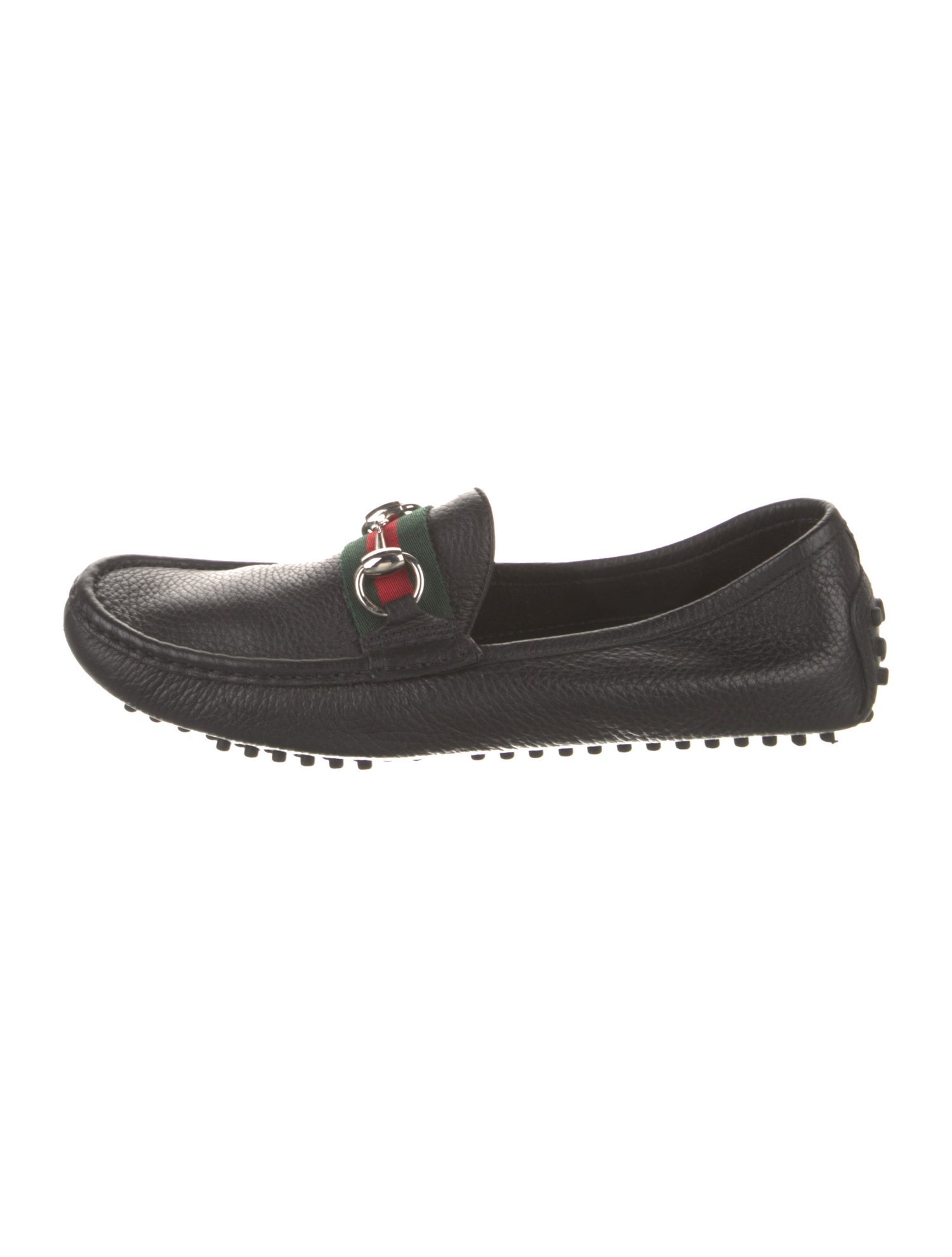 Gucci Web Accent Leather Loafers