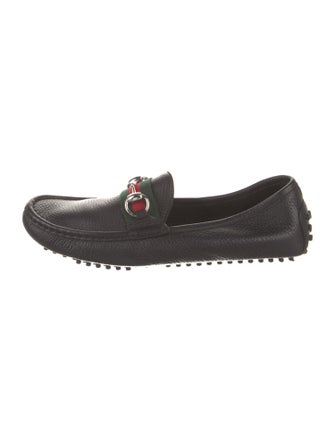 Gucci Web Accent Leather Loafers