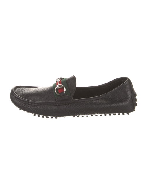 Gucci Web Accent Leather Loafers