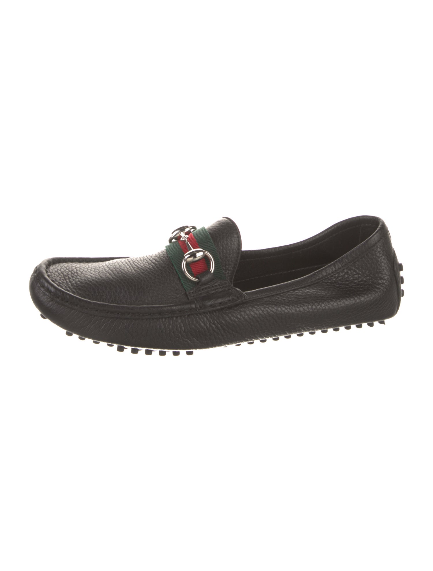 Gucci Web Accent Leather Loafers