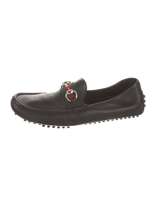 Gucci Web Accent Leather Loafers