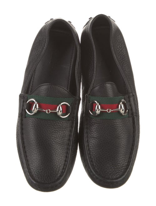 Gucci Web Accent Leather Loafers