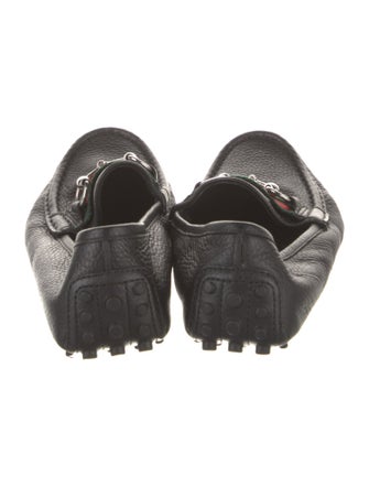 Gucci Web Accent Leather Loafers