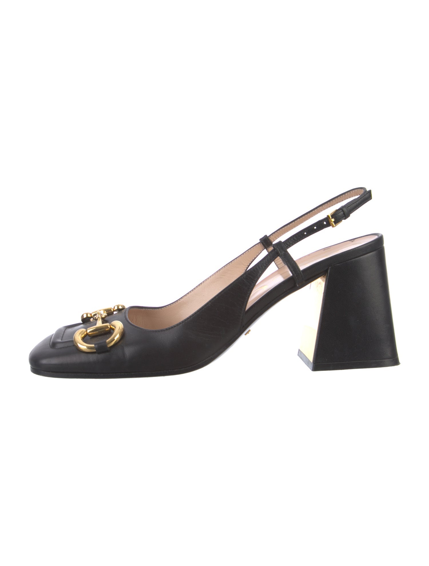 Gucci Horsebit Accent Leather Slingback Pumps