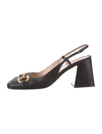 Gucci Horsebit Accent Leather Slingback Pumps