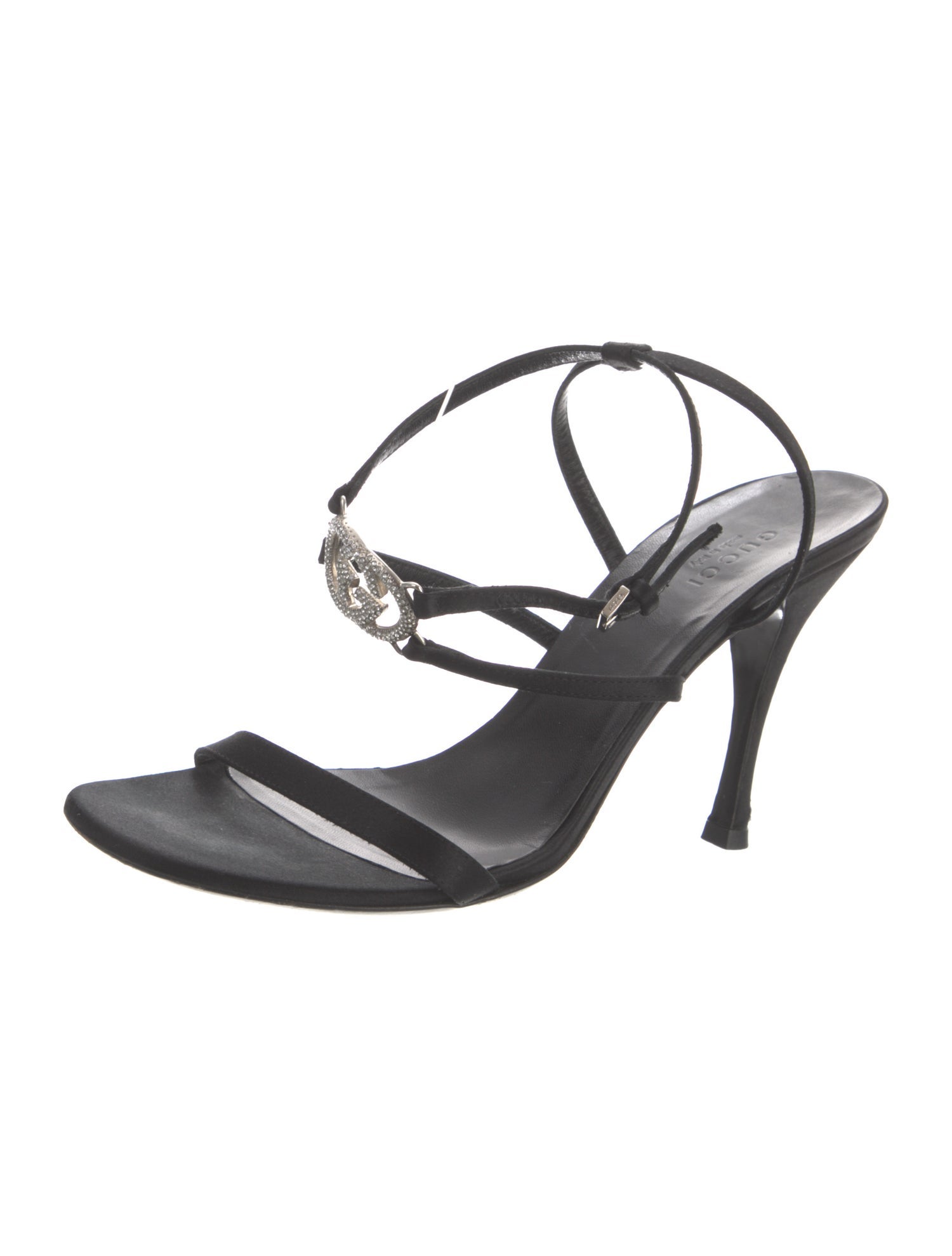 Gucci Interlocking G Logo Satin Sandals
