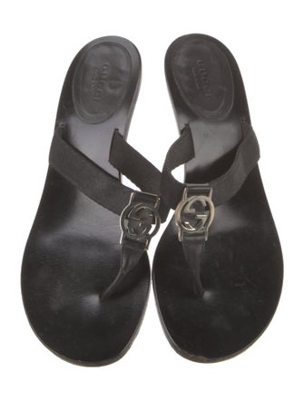 Gucci Interlocking G Logo Leather Flip Flops