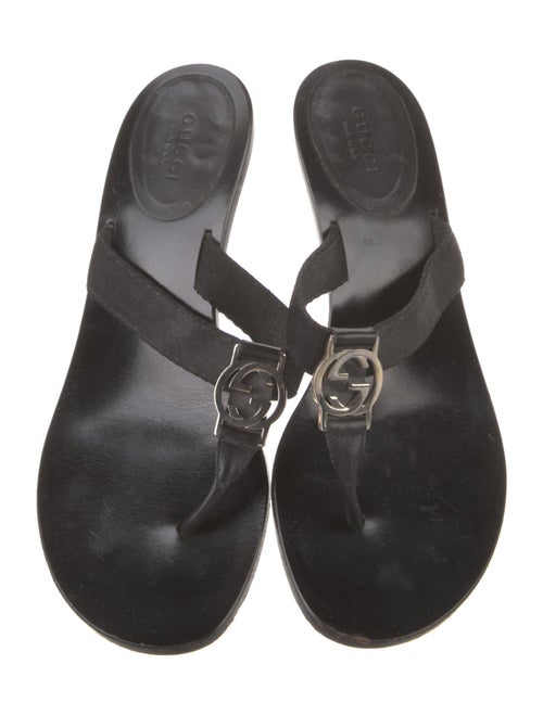 Gucci Interlocking G Logo Leather Flip Flops