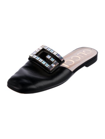 Gucci Leather Crystal Embellishments Mules