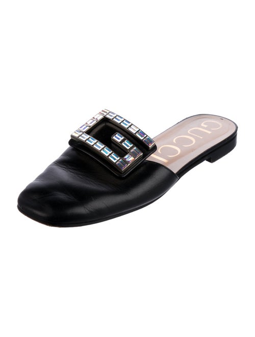 Gucci Leather Crystal Embellishments Mules