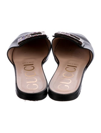 Gucci Leather Crystal Embellishments Mules