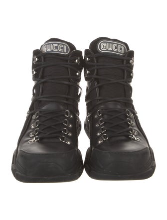 Gucci Leather Lasercut Accents Hiking Boots
