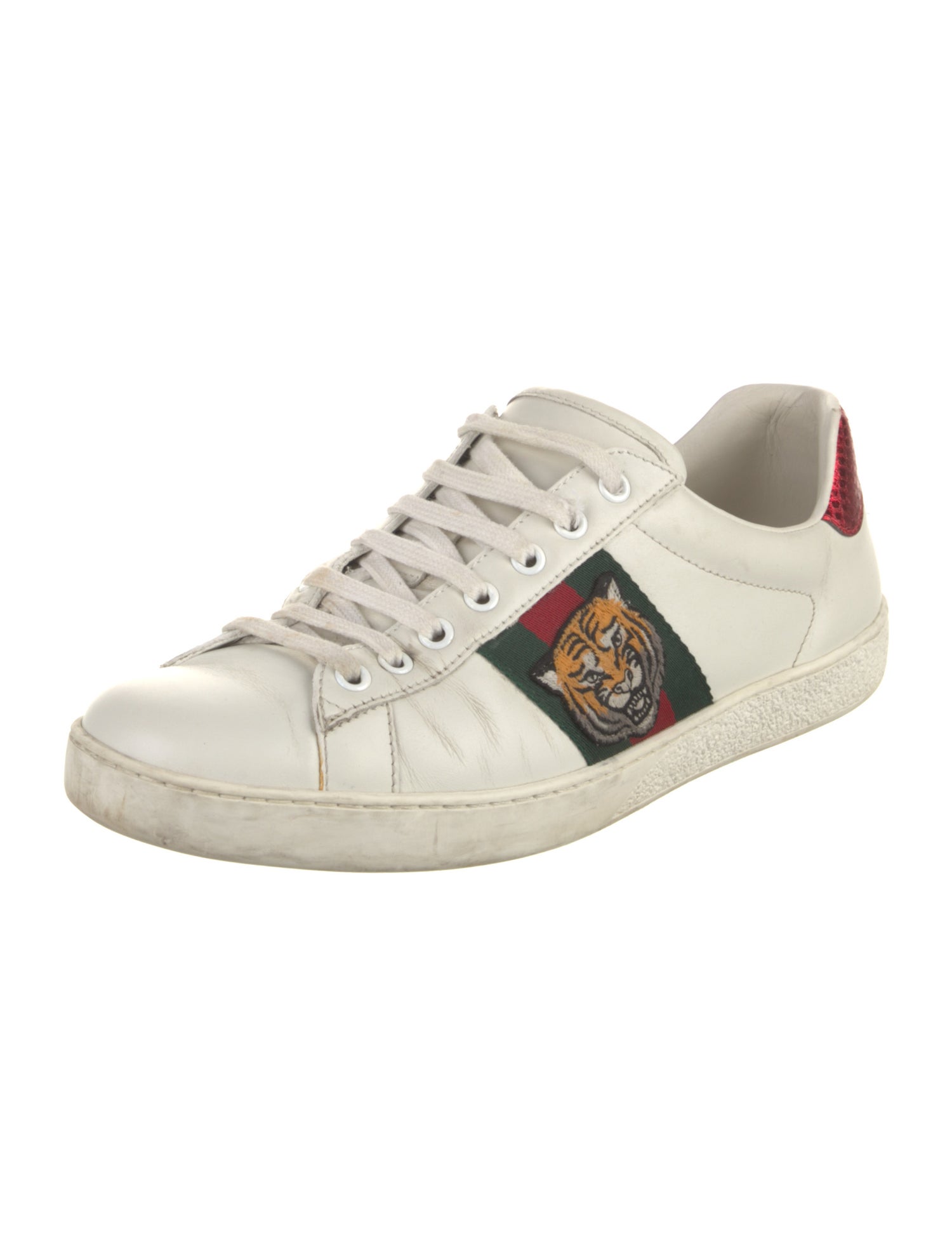 Gucci Web Accent Leather Sneakers