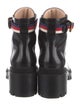 Gucci Sylvie Web Accent Patent Leather Combat Boots
