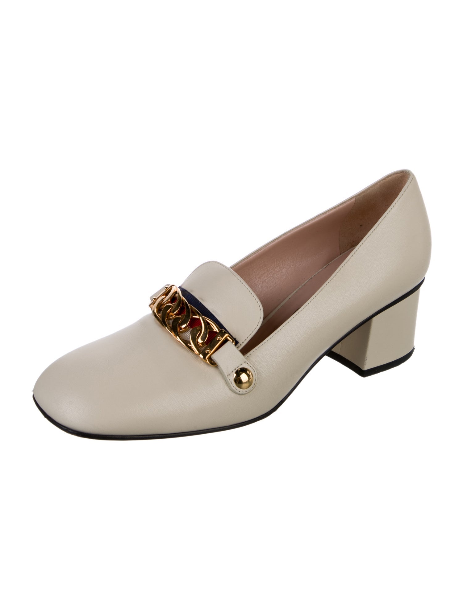 Gucci Sylvie Web Accent Leather Pumps