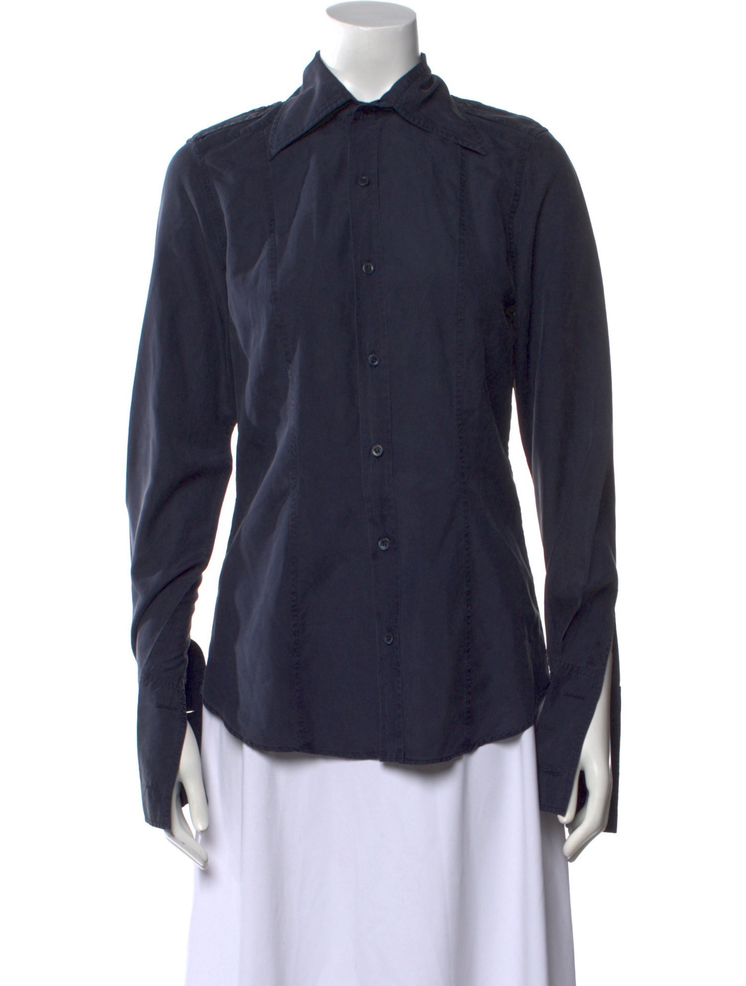 Gucci Silk Long Sleeve Button-Up Top