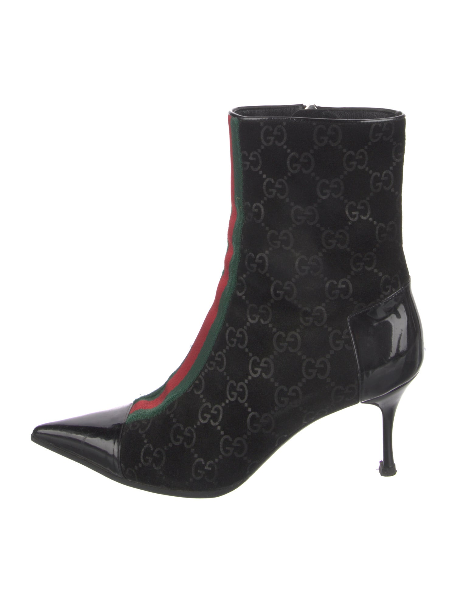 Gucci Monogram Pattern Suede Boots