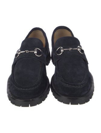 Gucci Horsebit Accent Suede Dress Loafers