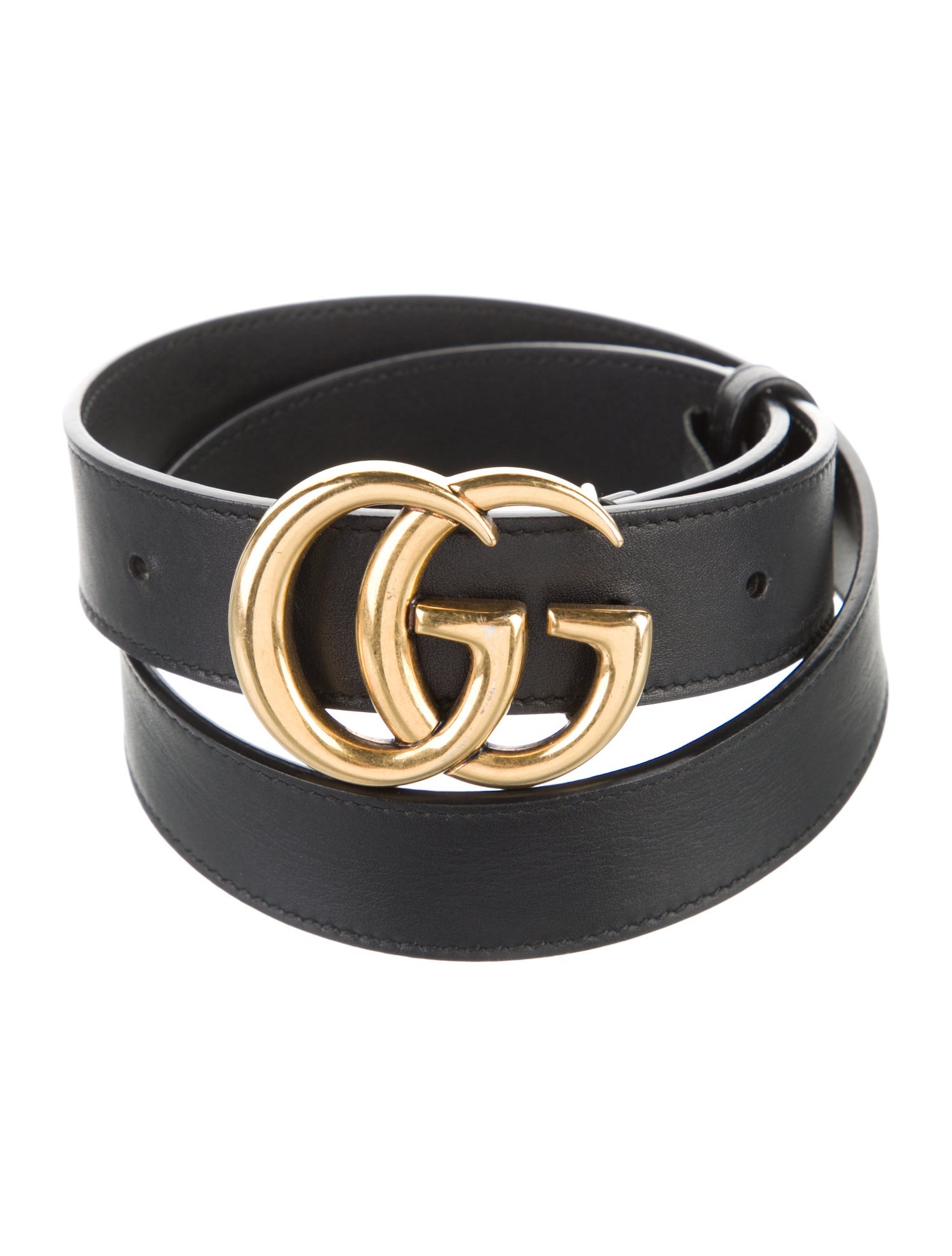 Gucci Double G Logo Leather Belt