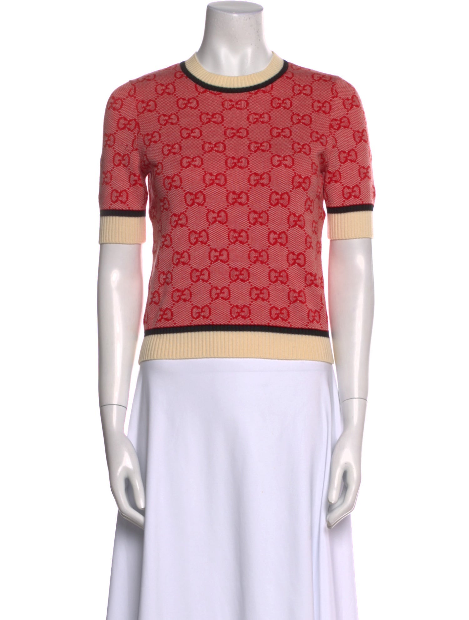 Gucci Printed Crew Neck Crop Top