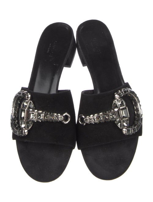 Gucci Hasler Horsebit Accent Suede Slides