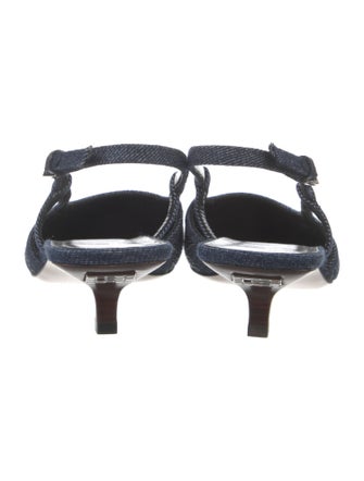 Gucci GG Logo Denim Slingback Pumps