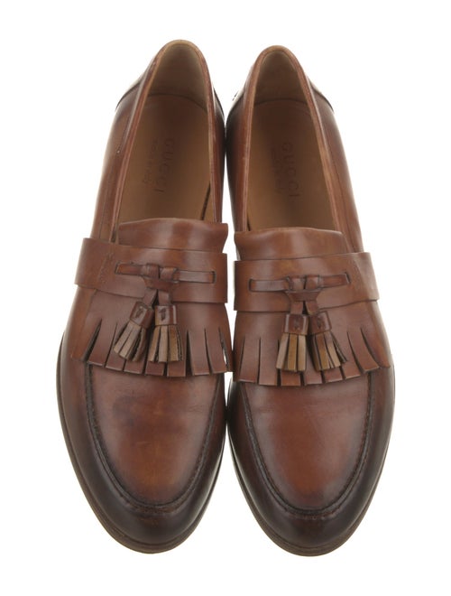 Gucci Leather Tassel Accents Dress Loafers