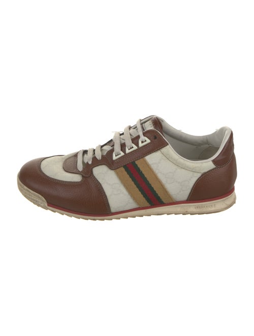 Gucci GG Canvas Leather Trim Embellishment Sneakers