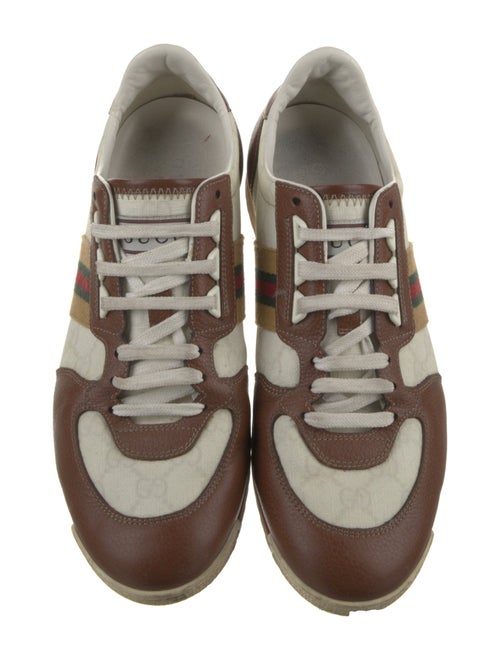 Gucci GG Canvas Leather Trim Embellishment Sneakers
