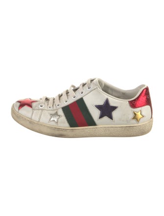 Gucci Web Accent Leather Sneakers