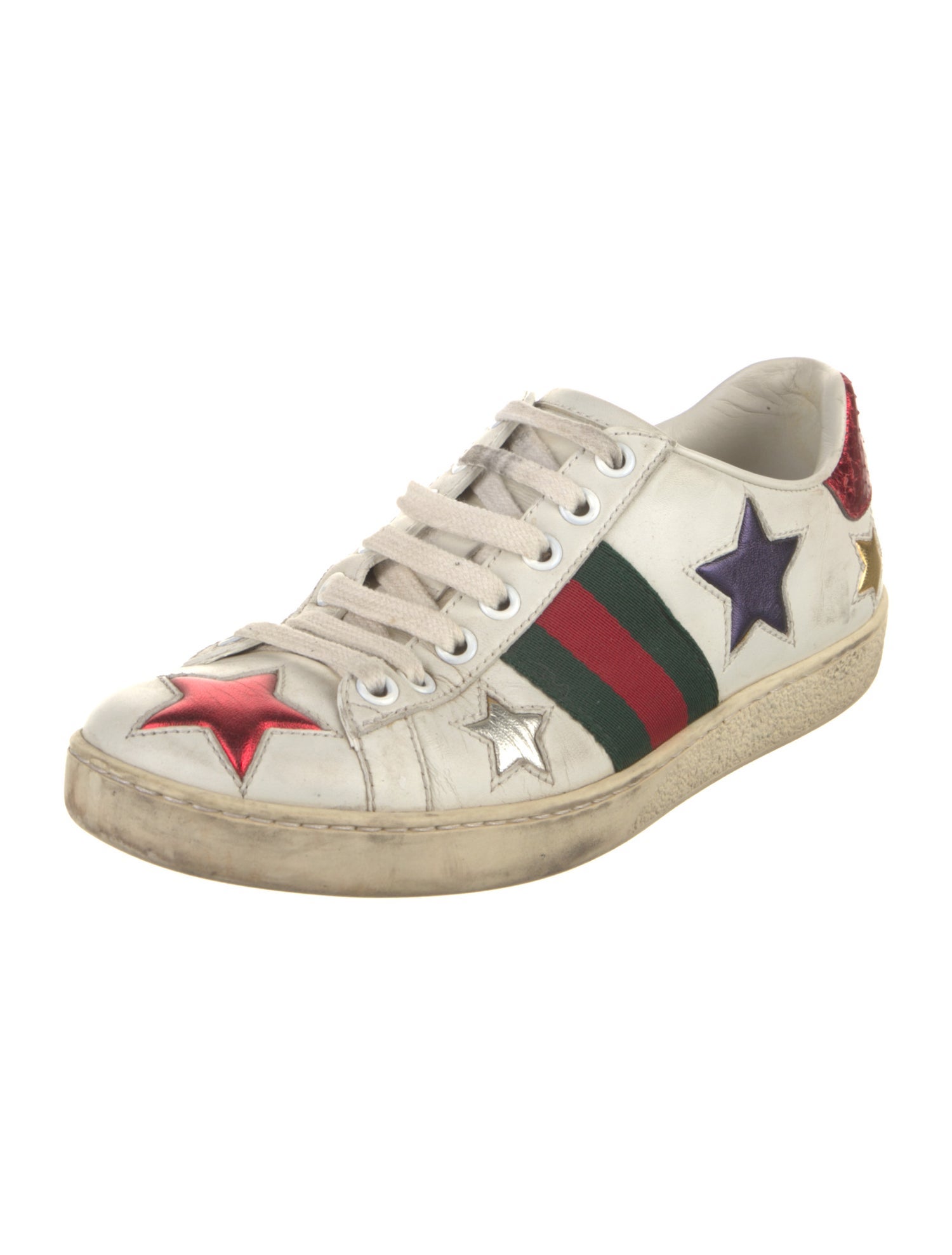 Gucci Web Accent Leather Sneakers