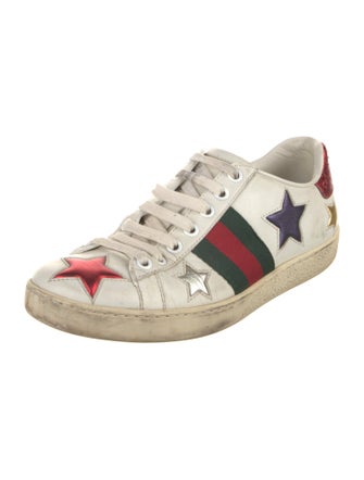 Gucci Web Accent Leather Sneakers