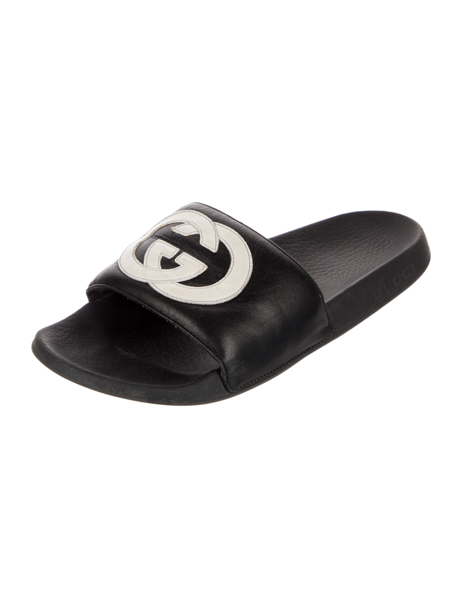 Gucci Interlocking G Logo Leather Slides