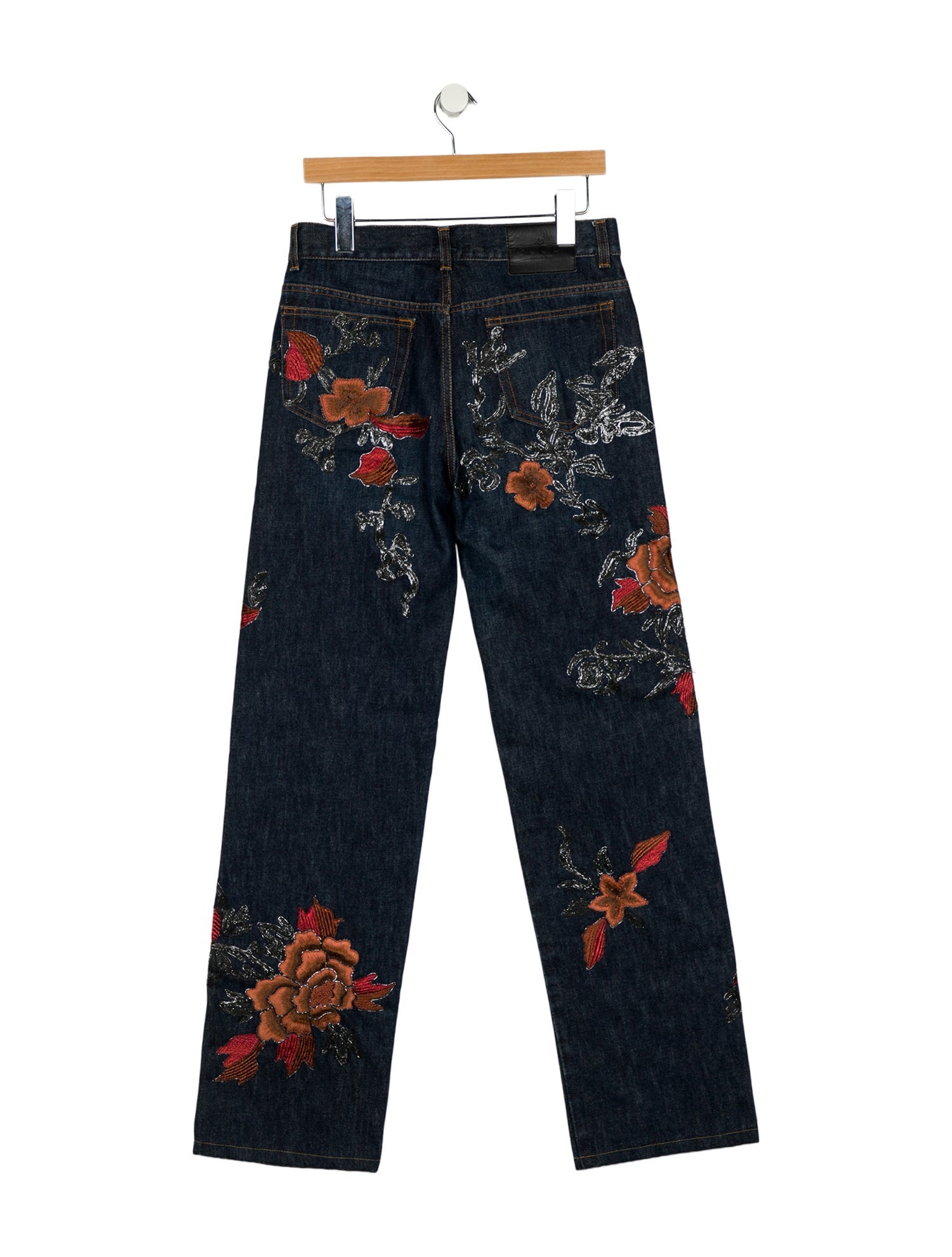 Gucci Vintage 1999 Embroidered Wide Leg Jeans